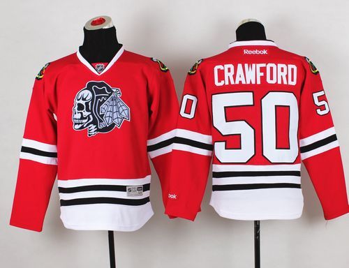 Blackhawks #50 Corey Crawford Red(White Skull) Stitched Youth NHL Jersey Blackhawks #50 Corey Crawford Red(White Skull) Stitched Youth NHL Jersey