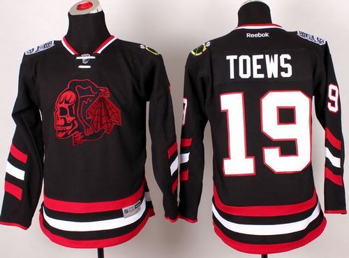 Blackhawks #19 Jonathan Toews Black(Red Skull) 2014 Stadium Series Stitched Youth NHL Jersey Blackhawks #19 Jonathan Toews Black(Red Skull) 2014 Stadium Series Stitched Youth NHL Jersey