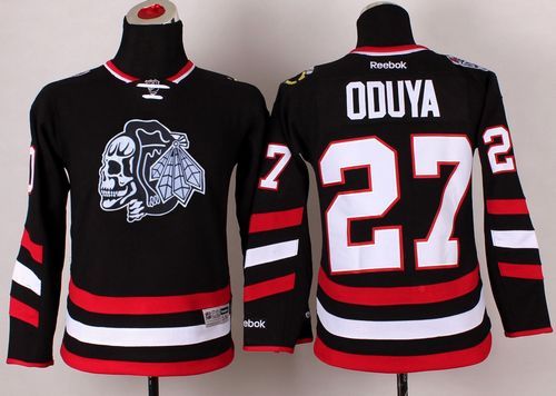 Blackhawks #27 Johnny Oduya Black(White Skull) 2014 Stadium Series Stitched Youth NHL Jersey Blackhawks #27 Johnny Oduya Black(White Skull) 2014 Stadium Series Stitched Youth NHL Jersey