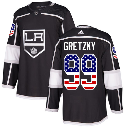 Adidas Kings #99 Wayne Gretzky Black Home Authentic USA Flag Stitched Youth NHL Jersey Adidas Kings #99 Wayne Gretzky Black Home Authentic USA Flag Stitched Youth NHL Jersey