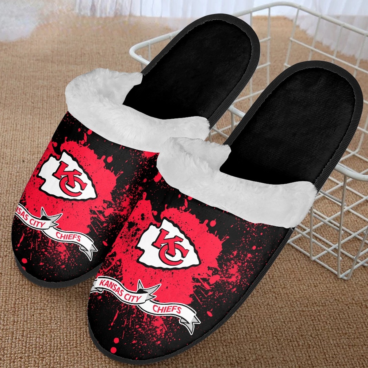 Men's Kansas City Chiefs Team Logo Staycation Slippers/Shoes(Pls check description for details) 002 Men's Kansas City Chiefs Team Logo Staycation Slippers/Shoes(Pls check description for details) 002