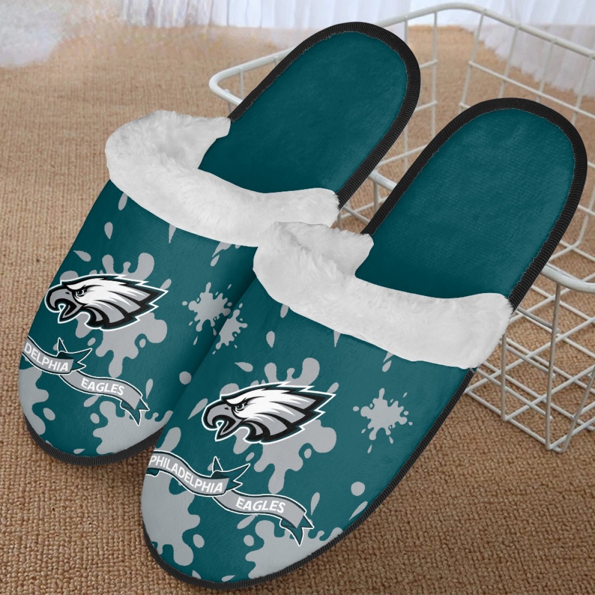 Men's Philadelphia Eagles Team Logo Staycation Slippers/Shoes(Pls check description for details) 001 Men's Philadelphia Eagles Team Logo Staycation Slippers/Shoes(Pls check description for details) 001