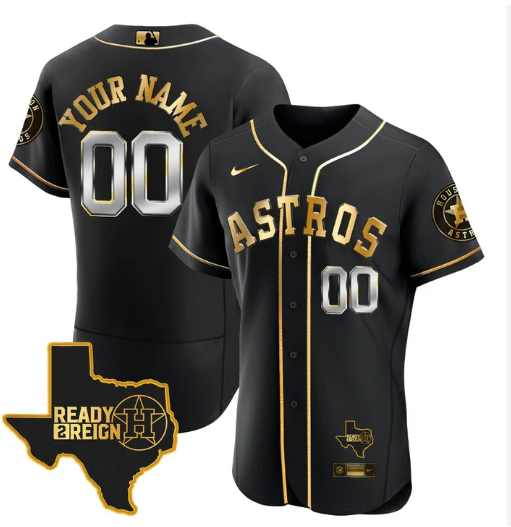 Men's Houston Astros ACTIVE PLAYER Custom Black Cactus Jack Patch Vapor Premier Limited Stitched Baseball Jersey