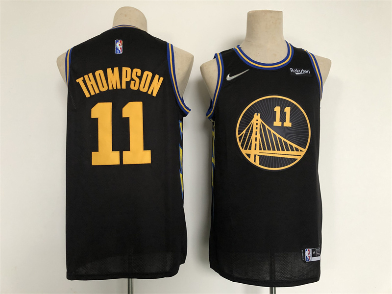 Men's Golden State Warriors #11 Klay Thompson 75th Anniversary Black Stitched Basketball Jersey Men's Golden State Warriors #11 Klay Thompson 75th Anniversary Black Stitched Basketball Jersey