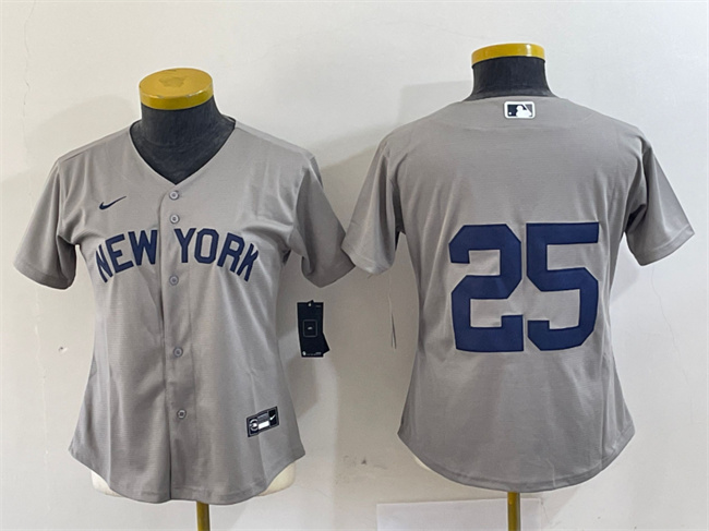 Women's New York Yankees #25 Gleyber Torres Grey Cool Base Stitched Jersey(Run Small) Women's New York Yankees #25 Gleyber Torres Grey Cool Base Stitched Jersey(Run Small)