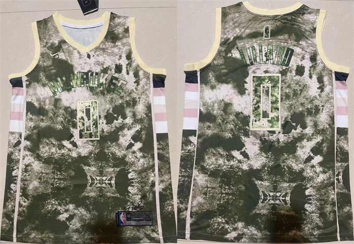 Men's Milwaukee Bucks #0 Damian Lillard Green/White Stitched Basketball Jersey Men's Milwaukee Bucks #0 Damian Lillard Green/White Stitched Basketball Jersey