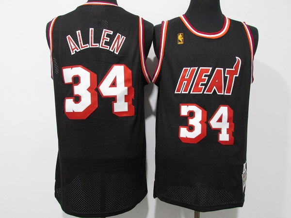 Men's Miami Heat #34 Ray Allen Black Throwback Stitched Basketball Jersey Men's Miami Heat #34 Ray Allen Black Throwback Stitched Basketball Jersey