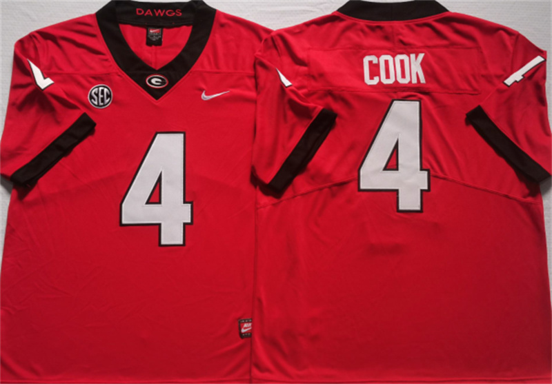 Youth Georgia Bulldogs #4 COOK Red College Football Stitched Jersey Youth Georgia Bulldogs #4 COOK Red College Football Stitched Jersey