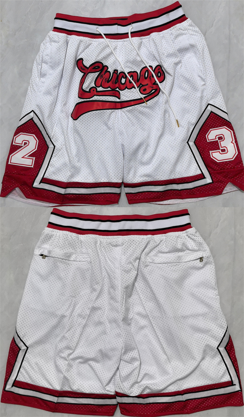 Men's Chicago Bulls #23 Michael Jordan White Shorts (Run Small) Men's Chicago Bulls #23 Michael Jordan White Shorts (Run Small)