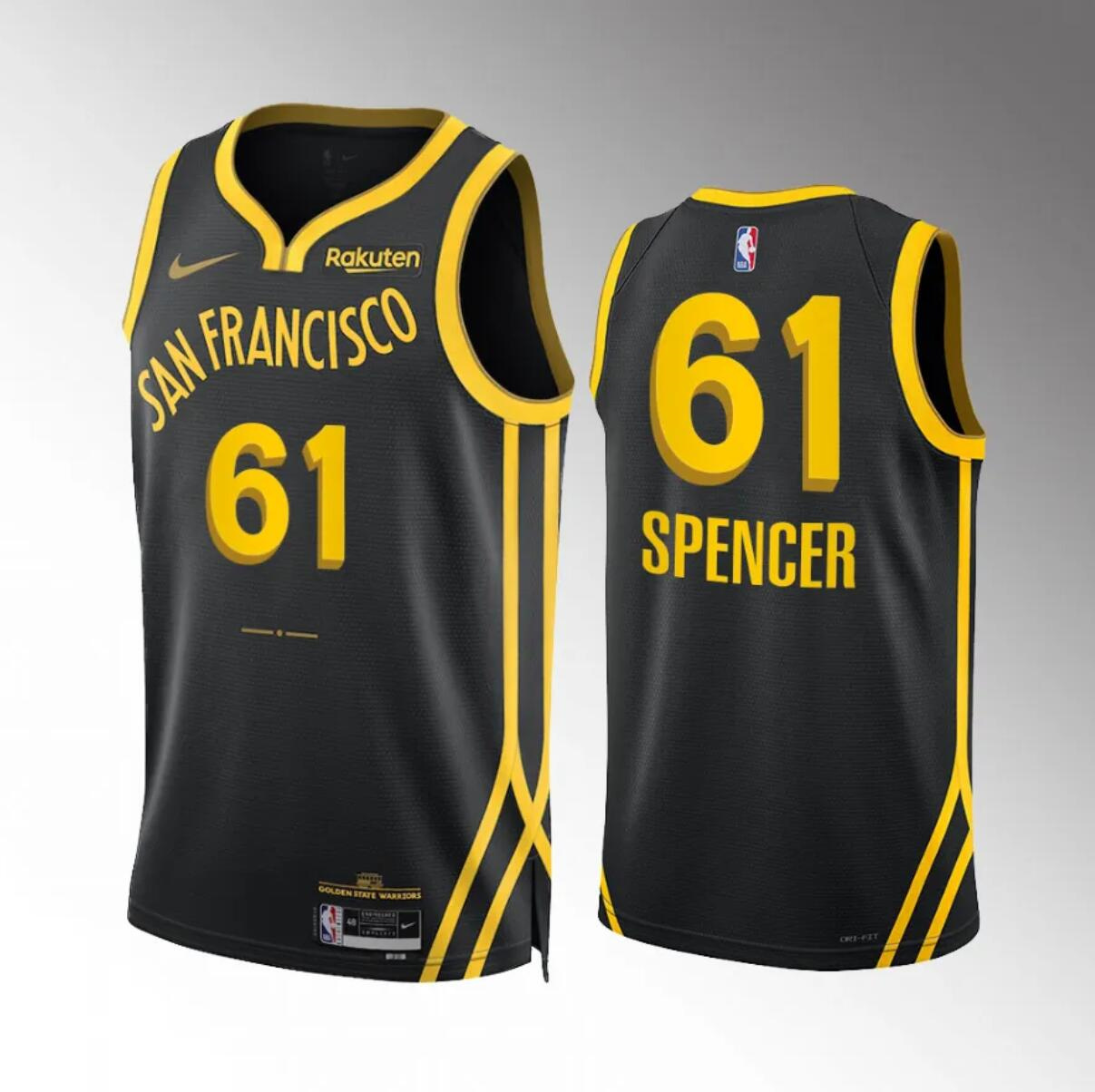 Men's Golden State Warriors #61 Pat Spencer Black 2023/24 City Edition Stitched Basketball Jersey Men's Golden State Warriors #61 Pat Spencer Black 2023/24 City Edition Stitched Basketball Jersey