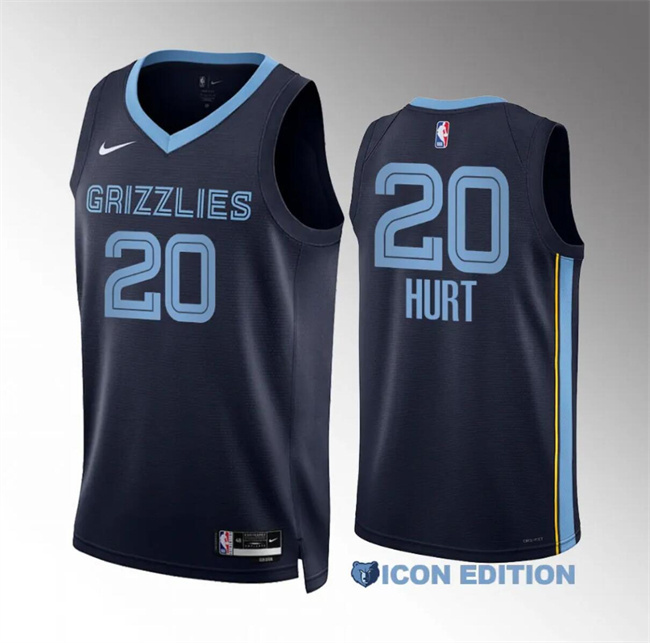 Men's Memphis Grizzlies #20 Matthew Hurt Navy Icon Edition Stitched Jersey Men's Memphis Grizzlies #20 Matthew Hurt Navy Icon Edition Stitched Jersey