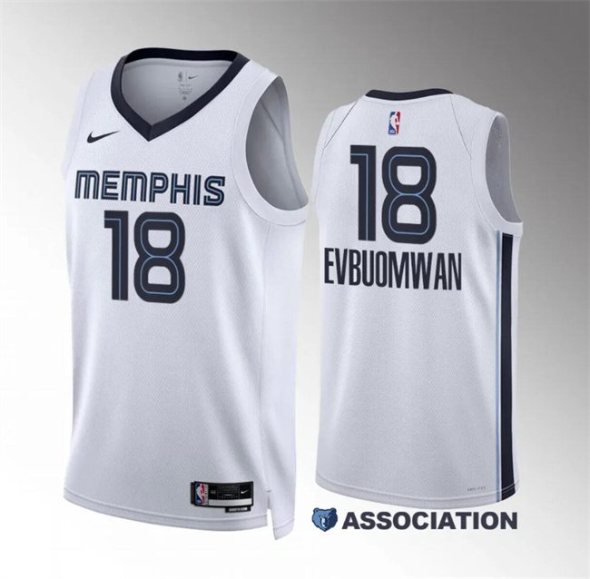 Men's Memphis Grizzlies #18 Tosan Evbuomwan White Association Edition Stitched Jersey Men's Memphis Grizzlies #18 Tosan Evbuomwan White Association Edition Stitched Jersey