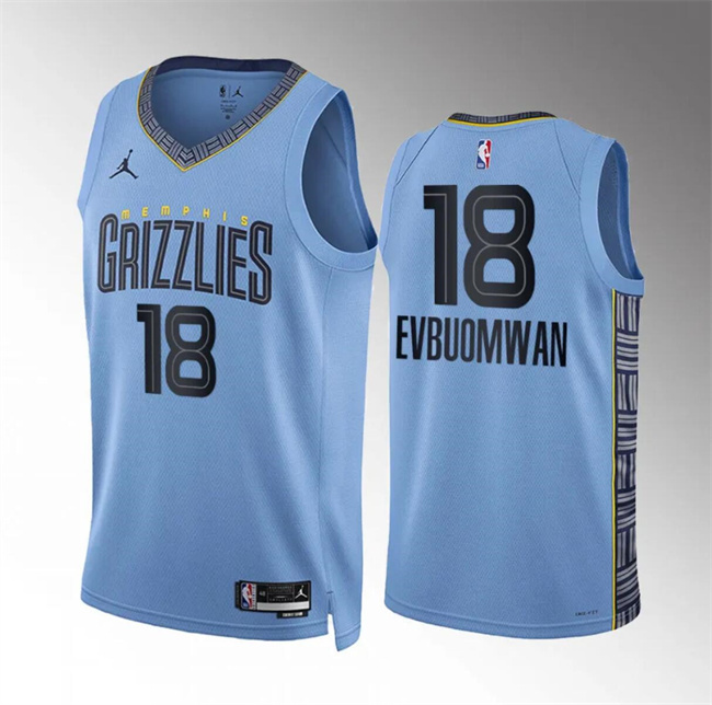 Men's Memphis Grizzlies #18 Tosan Evbuomwan Blue Statement Edition Stitched Jersey Men's Memphis Grizzlies #18 Tosan Evbuomwan Blue Statement Edition Stitched Jersey