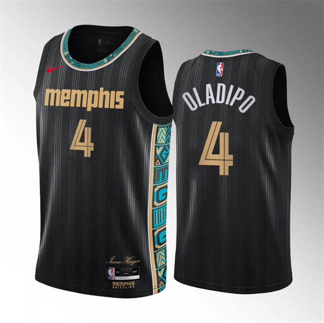 Men's Memphis Grizzlies #4 Victor Oladipo Black 2020/21 City Edition Stitched Jersey Men's Memphis Grizzlies #4 Victor Oladipo Black 2020/21 City Edition Stitched Jersey