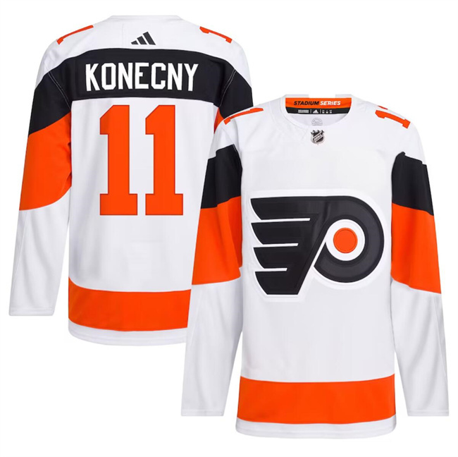 Men's Philadelphia Flyers #11 Travis Konecny White 2024 Stadium Series Stitched Jersey Men's Philadelphia Flyers #11 Travis Konecny White 2024 Stadium Series Stitched Jersey