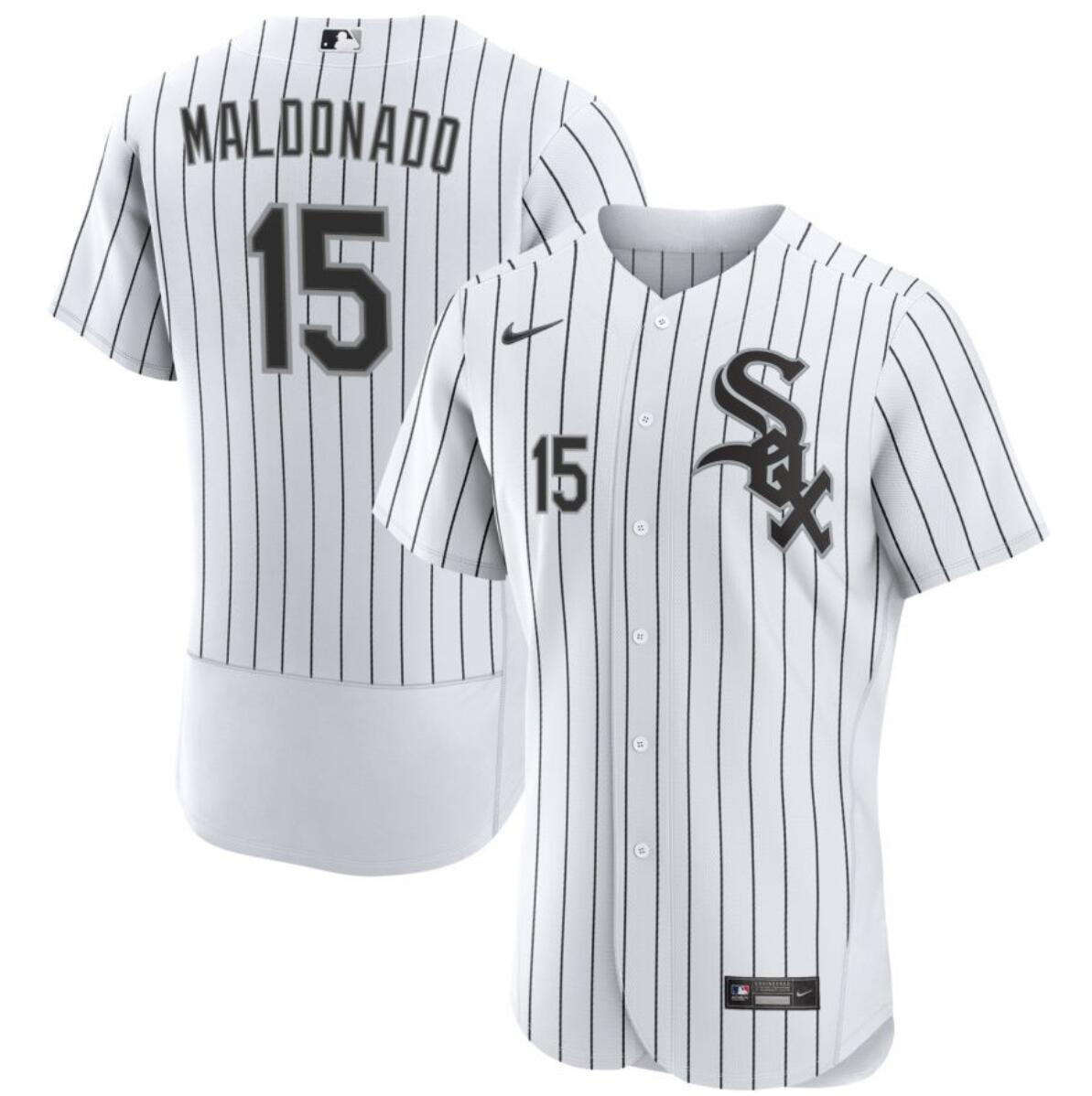 Men's Chicago White Sox #15 Martín Maldonado White Flex Base Stitched Baseball Jersey Men's Chicago White Sox #15 Martín Maldonado White Flex Base Stitched Baseball Jersey