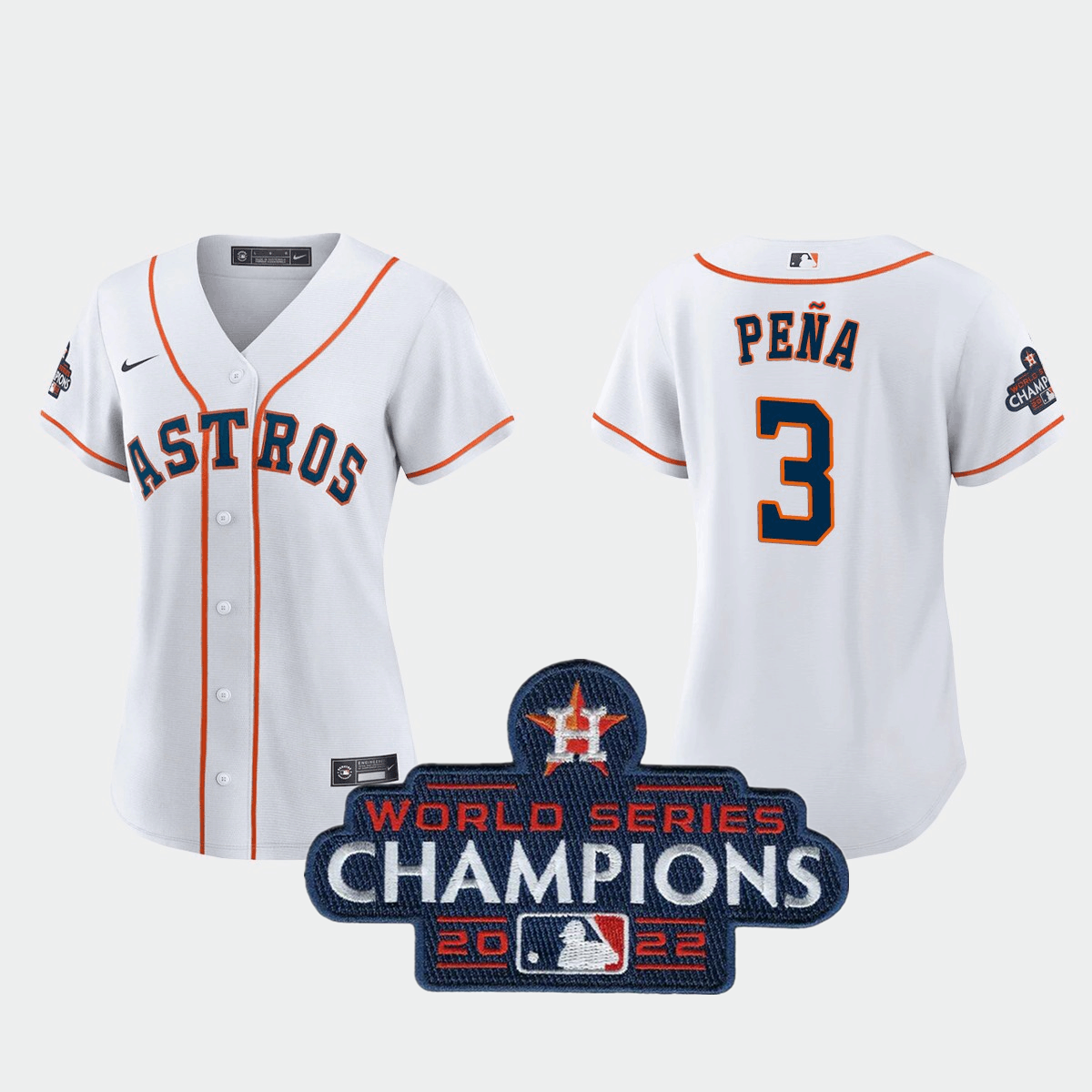 Women's Houston Astros #3 Jeremy Peña White 2022 World Series Champions Stitched Baseball Jersey(Run Small) Women's Houston Astros #3 Jeremy Peña White 2022 World Series Champions Stitched Baseball Jersey(Run Small)