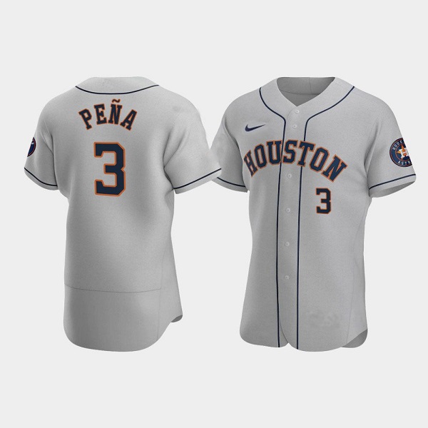 Men's Houston Astros #3 Jeremy Peña Gray Flex Base Stitched Jersey Men's Houston Astros #3 Jeremy Peña Gray Flex Base Stitched Jersey