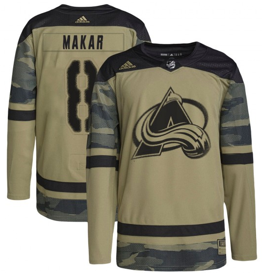 Men's Colorado Avalanche #8 Cale Makar Camo Salute to Service Stitched Jersey Men's Colorado Avalanche #8 Cale Makar Camo Salute to Service Stitched Jersey