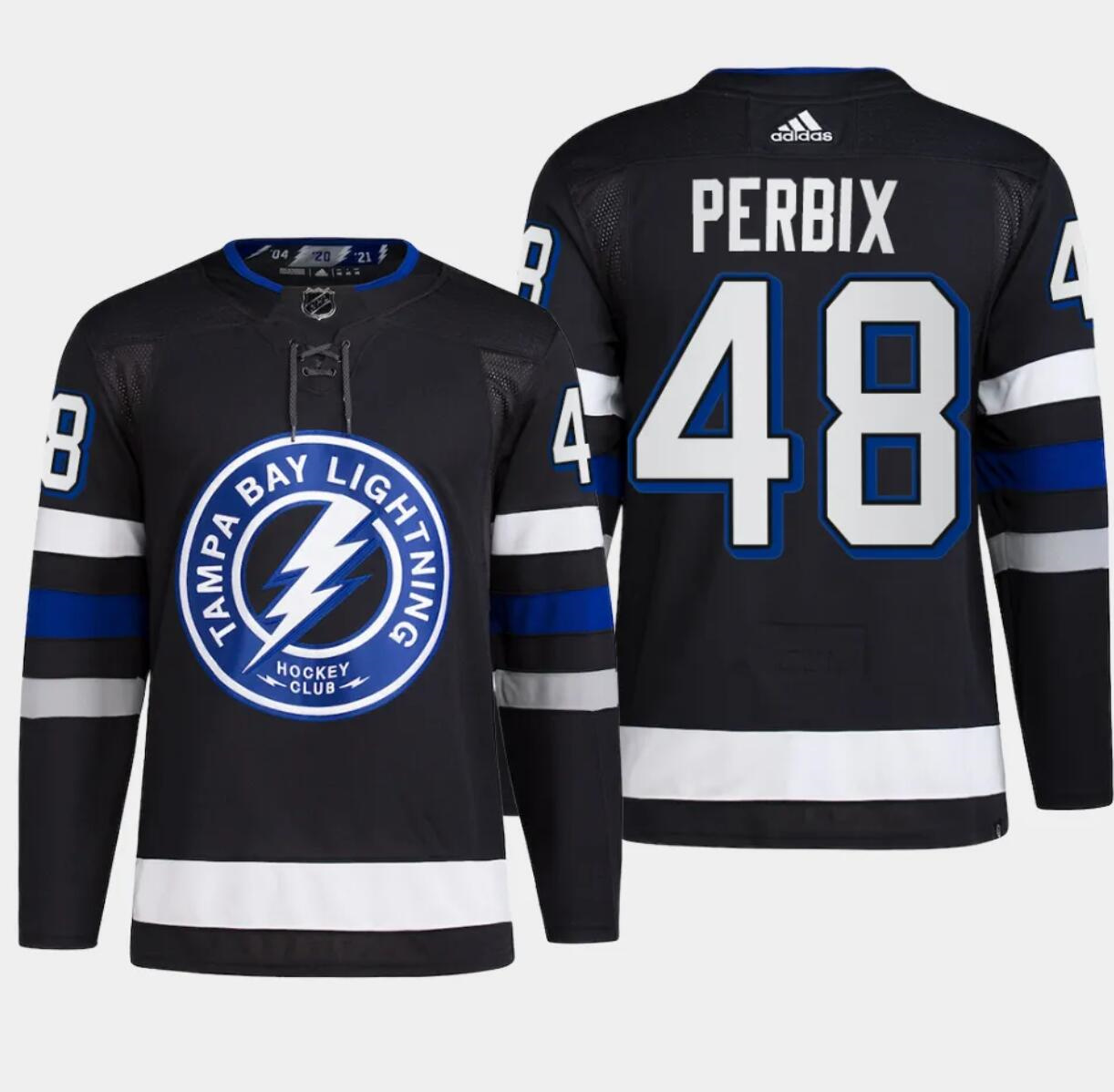 Men's Tampa Bay Lightning #48 Nick Perbix Black Alternate Premier Breakaway Stitched Jersey Men's Tampa Bay Lightning #48 Nick Perbix Black Alternate Premier Breakaway Stitched Jersey
