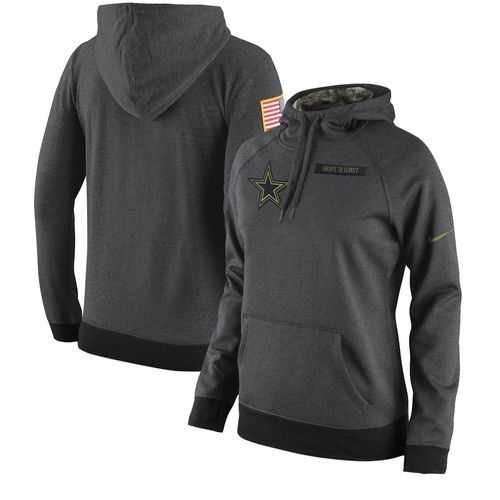 Women's Dallas Cowboys Nike Anthracite Salute To Service Player Performance Hoodie
