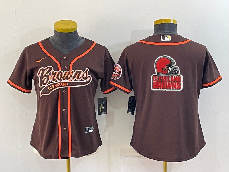 Youth Cleveland Browns Brown Team Big Logo With Patch Cool Base Stitched Baseball Jersey Youth Cleveland Browns Brown Team Big Logo With Patch Cool Base Stitched Baseball Jersey