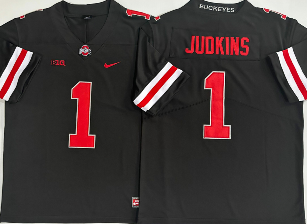 Men's Ohio State Buckeyes #1 Quinshon Judkins Black Limited Stitched Jersey Men's Ohio State Buckeyes #1 Quinshon Judkins Black Limited Stitched Jersey