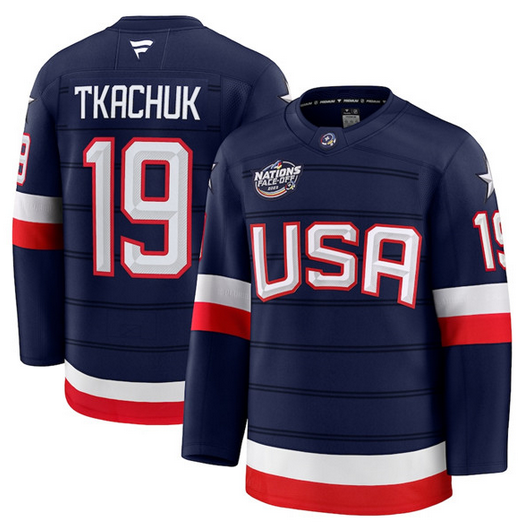 Youth USA #19 Matthew Tkachuk Navy 2025 4 Nations Face-Off Stitched Jersey Youth USA #19 Matthew Tkachuk Navy 2025 4 Nations Face-Off Stitched Jersey