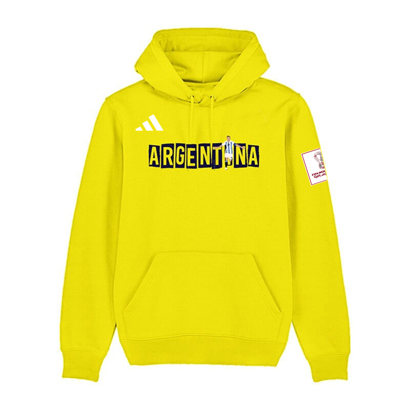 Men's Argentina FIFA World Cup Soccer Yellow Hoodie Men's Argentina FIFA World Cup Soccer Yellow Hoodie