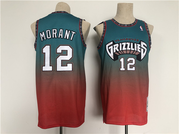 Men's Memphis Grizzlies #12 Ja Morant Teal/Red Throwback Stitched Jersey Men's Memphis Grizzlies #12 Ja Morant Teal/Red Throwback Stitched Jersey