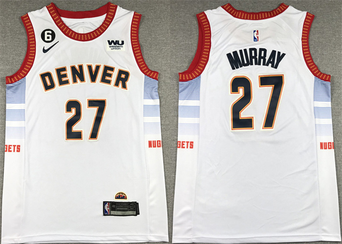 Men's Denver Nuggets #27 Jamal Murray Silver 2022/23 City Edition With NO.6 Patch Stitched Jersey Men's Denver Nuggets #27 Jamal Murray Silver 2022/23 City Edition With NO.6 Patch Stitched Jersey