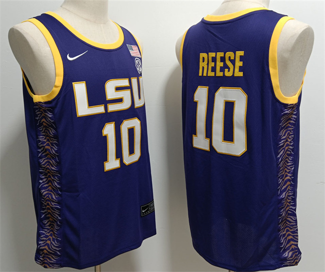 Men's LSU Tigers #10 Angel Reese Purple Stitched Baseball Jersey Men's LSU Tigers #10 Angel Reese Purple Stitched Baseball Jersey