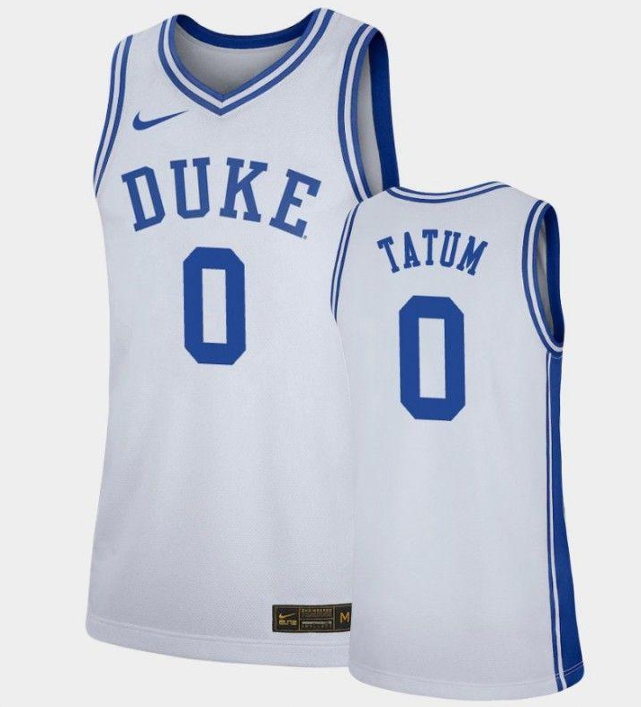 Men's Duke Blue Devils #0 Jayson Tatum White Stitched Basketball Jersey Men's Duke Blue Devils #0 Jayson Tatum White Stitched Basketball Jersey