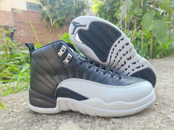 Women's Running weapon Air Jordan 12 Black/White Shoes 0108