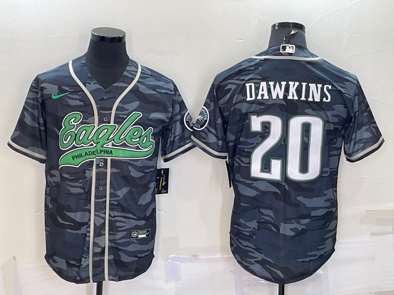 Men's Philadelphia Eagles #20 Brian Dawkins Grey Camo With Patch Cool Base Stitched Baseball Jersey Men's Philadelphia Eagles #20 Brian Dawkins Grey Camo With Patch Cool Base Stitched Baseball Jersey