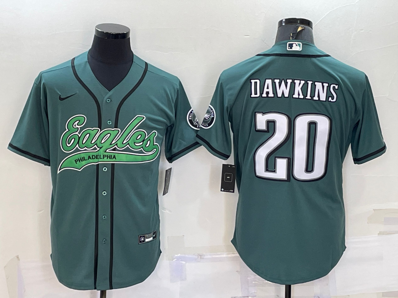 Men's Philadelphia Eagles #20 Brian Dawkins Green With Patch Cool Base Stitched Baseball Jersey Men's Philadelphia Eagles #20 Brian Dawkins Green With Patch Cool Base Stitched Baseball Jersey