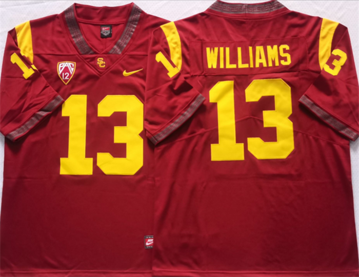 Men's USC Trojans #13 Caleb Williams Red Stitched Jersey Men's USC Trojans #13 Caleb Williams Red Stitched Jersey