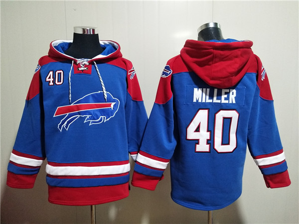 Men's Buffalo Bills #40 Von Miller Red/Blue Ageless Must-Have Lace-Up Pullover Hoodie Men's Buffalo Bills #40 Von Miller Red/Blue Ageless Must-Have Lace-Up Pullover Hoodie
