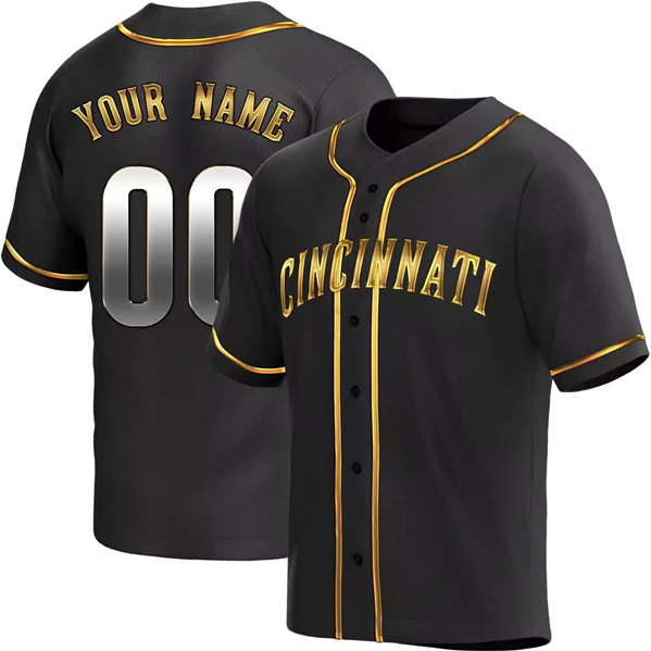 Men's Cincinnati Reds Active Player Custom Black Cool Base Stitched Baseball Jersey