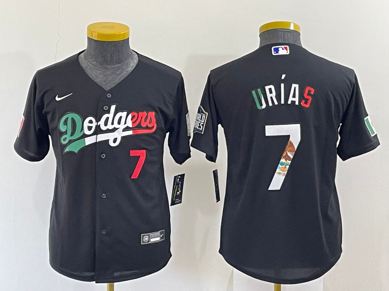 Youth Los Angeles Dodgers #7 Julio Urias Black Mexico Stitched Baseball Jersey Youth Los Angeles Dodgers #7 Julio Urias Black Mexico Stitched Baseball Jersey