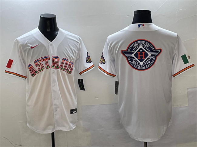 Men's Houston Astros Team Big Logo White Mexico Cool Base Stitched Baseball Jersey Men's Houston Astros Team Big Logo White Mexico Cool Base Stitched Baseball Jersey