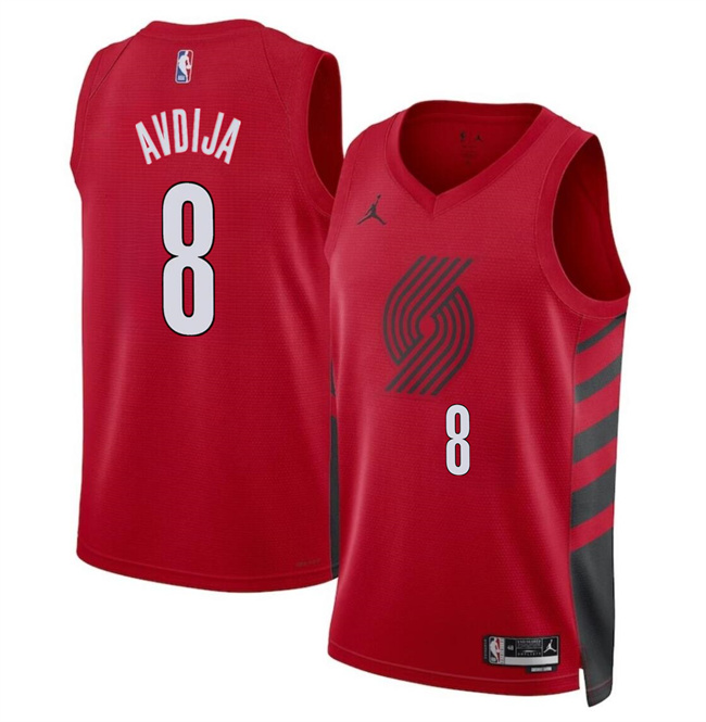 Men's Portland Trail Blazers #8 Deni Avdija Red Statement Edition Stitched Basketball Jersey Men's Portland Trail Blazers #8 Deni Avdija Red Statement Edition Stitched Basketball Jersey