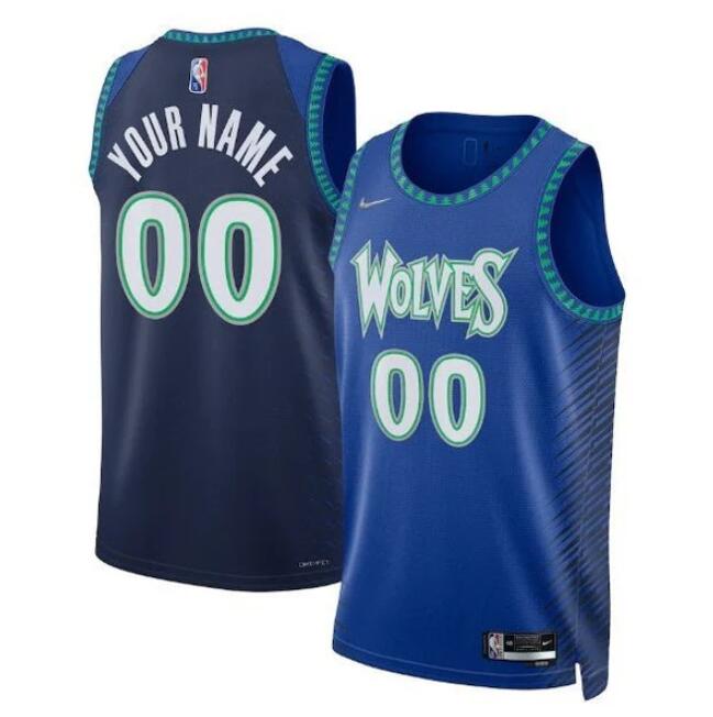 Men's Minnesota Timberwolves Blue/Navy City Edition Customized Stitched Basketball Jersey Men's Minnesota Timberwolves Blue/Navy City Edition Customized Stitched Basketball Jersey
