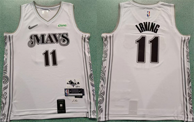 Men's Dallas Mavericks #11 Kyrie Irving White 2024 City Edition Stitched Basketball Jersey Men's Dallas Mavericks #11 Kyrie Irving White 2024 City Edition Stitched Basketball Jersey