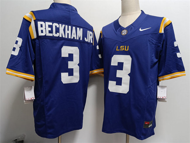 Men's LSU Tigers #3 Odell Beckham Jr Purple 2023 F.U.S.E Stitched Baseball Jersey Men's LSU Tigers #3 Odell Beckham Jr Purple 2023 F.U.S.E Stitched Baseball Jersey