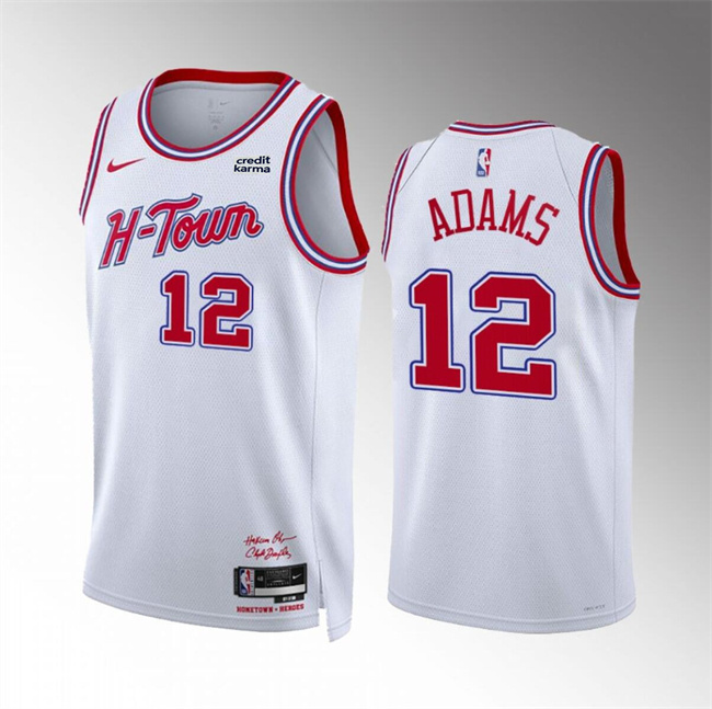 Men's Houston Rockets #12 Steven Adams White 2023/24 City Edition Stitched Jersey Men's Houston Rockets #12 Steven Adams White 2023/24 City Edition Stitched Jersey
