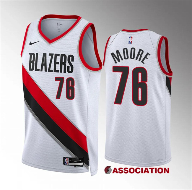 Men's Portland Trail Blazers #76 Taze Moore White Association Edition Stitched Basketball Jersey Men's Portland Trail Blazers #76 Taze Moore White Association Edition Stitched Basketball Jersey