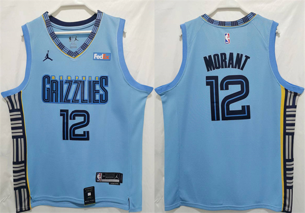 Men's Memphis Grizzlies #12 Ja Morant Blue Stitched Jersey Men's Memphis Grizzlies #12 Ja Morant Blue Stitched Jersey