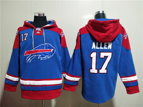 Men's Buffalo Bills #17 Josh Allen Red/Blue Ageless Must-Have Lace-Up Pullover Hoodie Men's Buffalo Bills #17 Josh Allen Red/Blue Ageless Must-Have Lace-Up Pullover Hoodie