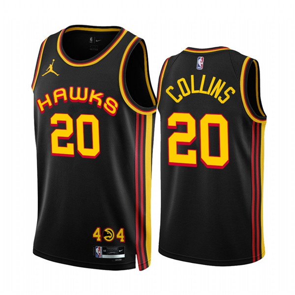 Men's Atlanta Hawks #20 John Collins 2022/23 Black Statement Edition Stitched Jersey Men's Atlanta Hawks #20 John Collins 2022/23 Black Statement Edition Stitched Jersey